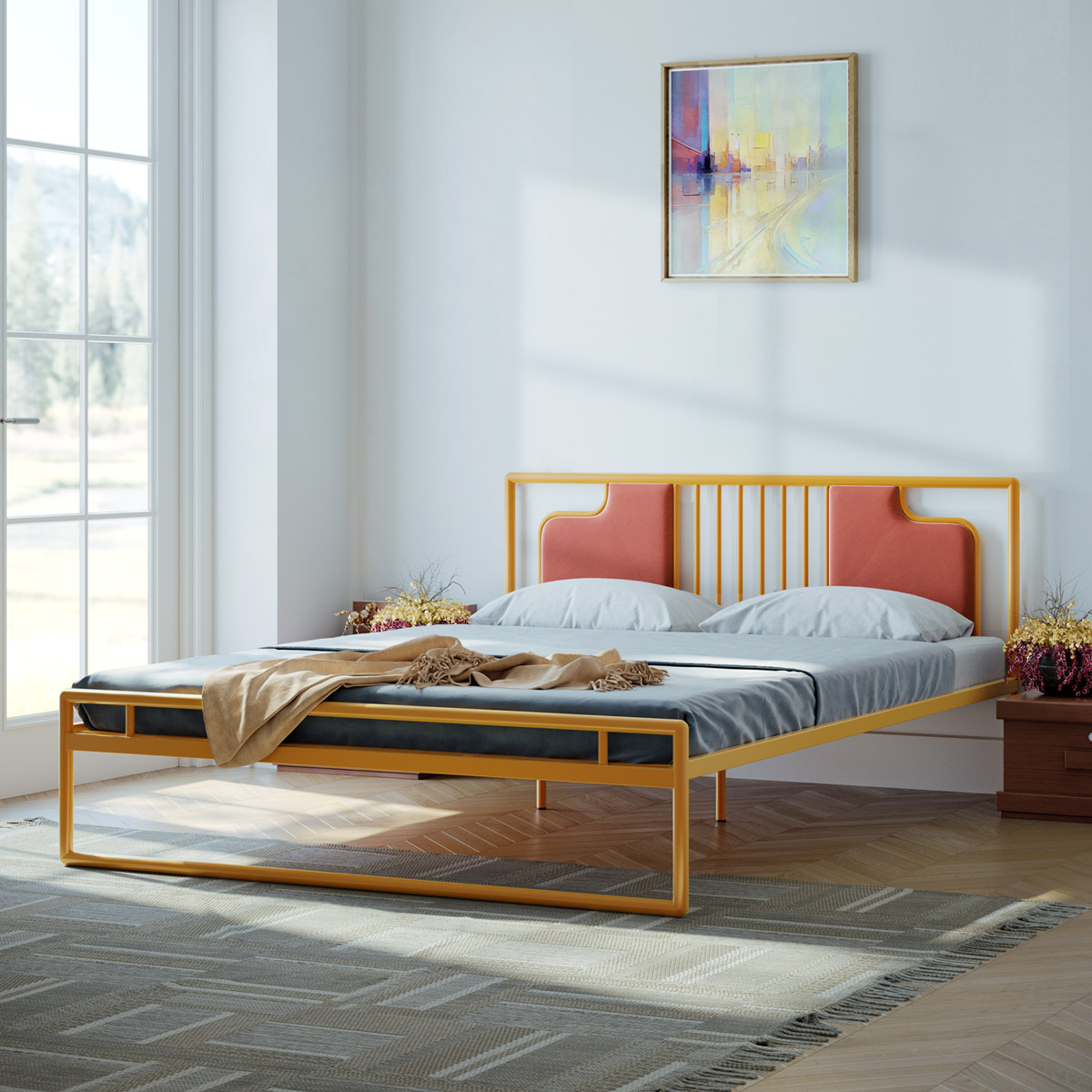 BED- MIRA Double Bed-BDH-241-2-199 (Golden) Product Code : 745299
